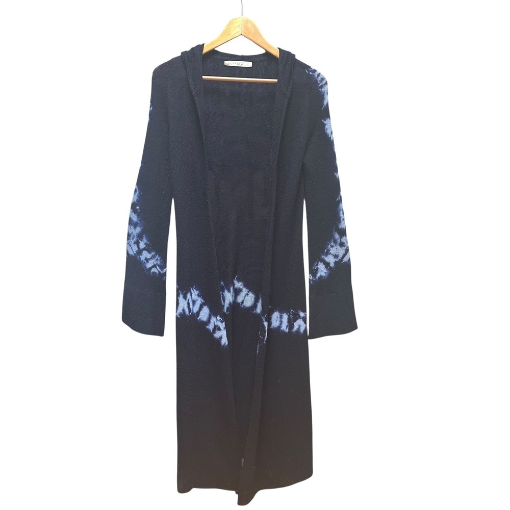 Parkerblue Sweater Women S Cashmere Long Cardigan Blue Hooded Tie-Dye Boho Flowy